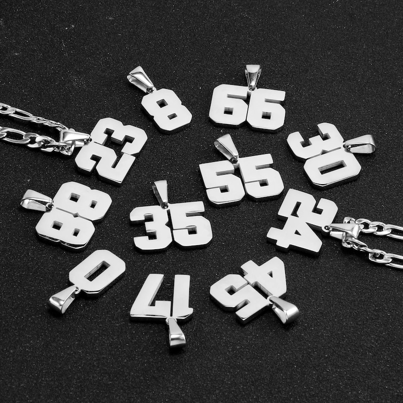 Custom Number Pendant Necklace With 24 Rope Chain - Etsy