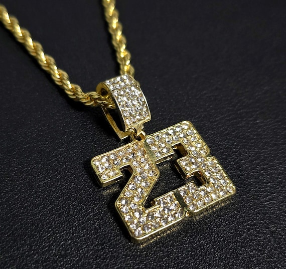 Gold Plated Number 23 Hoop Pendant Necklace With 24