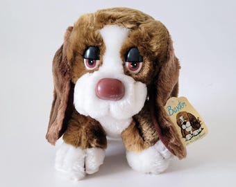 Vintage Baxter the Bashful Bassett Plush Dog by Russ with Tags 1980s