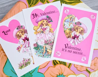 Peppermint Rose Valentines Cards Set of 3 Unused Kids Classroom Valentines Cards Vintage 1993 90s