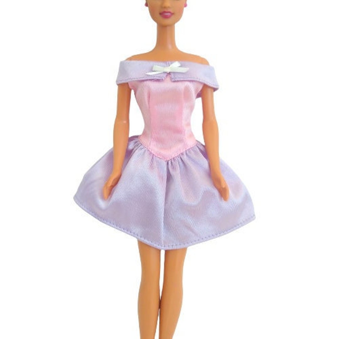 Barbie Fashion Pastel Pink and Purple Party Dress Vintage - Etsy