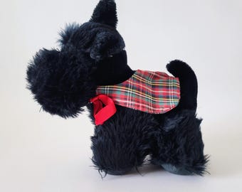Vintage Black Scotty Dog Scottish Terrier Plush Toy Stuffed Animal by Applause 9"
