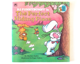 PJ Funnybunny in The Perfect Hiding Place by Marilyn Sadler 1988 Vintage Softcover Childrens Book, 80s Easter Bunny Book