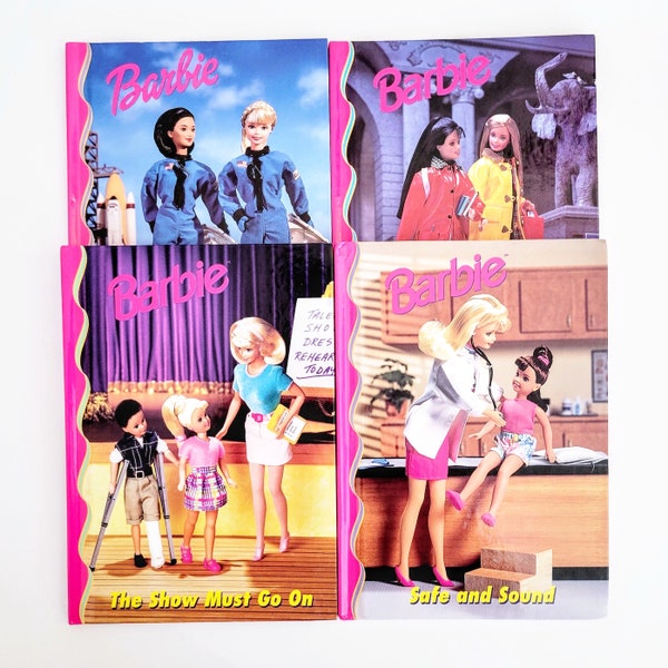 Vintage Barbie Book Lot of 4, Barbie Grolier Hardcover Childrens Books, 90s 1990s