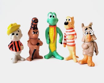 Walt Kelly Pogo Possum Comic Strip Rubber Toy Figures, Set of 5