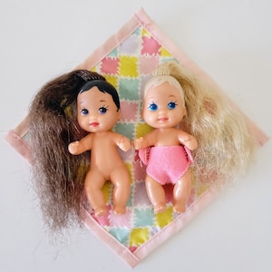 Vintage Barbie Baby Krissy Baby Dolls Long Rooted Hair Blonde Brunette Babies With Pink Blanket Mattel 1973 80s 90s 1994 Babysitter Skipper Etsy Canada