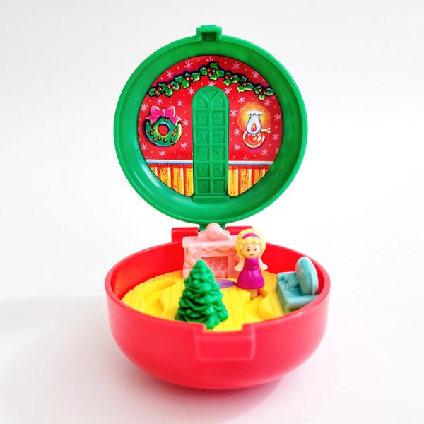 Vintage Polly Pocket Christmas Wreath Compact, 1993 Totally Toy Holiday McDonalds Happy Meal Polly Pocket