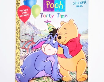 Winnie the Pooh Party Time UNUSED Sticker and Coloring Book Golden Books 1999