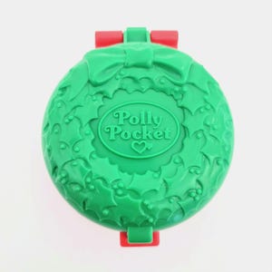 Vintage Polly Pocket Christmas Wreath Compact, 1993 Totally Toy Holiday McDonalds Happy Meal Polly Pocket