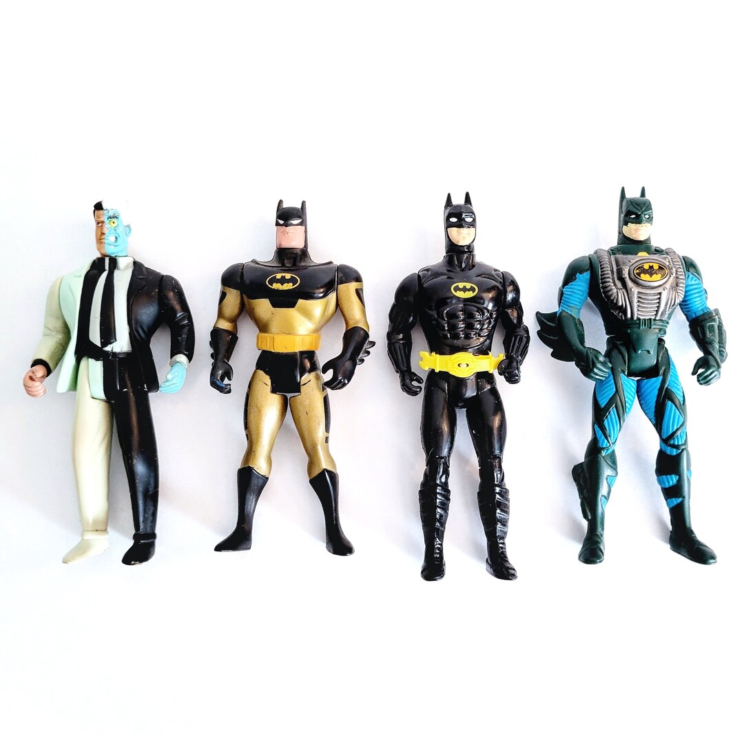 Vintage Batman Action Figures, Lot of 4, Rope Action Batman, Manta Ray