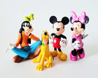 Disney Store Mickey and Friends PVC Figure Set of 4, Mickey Mouse Minnie Goofy Pluto