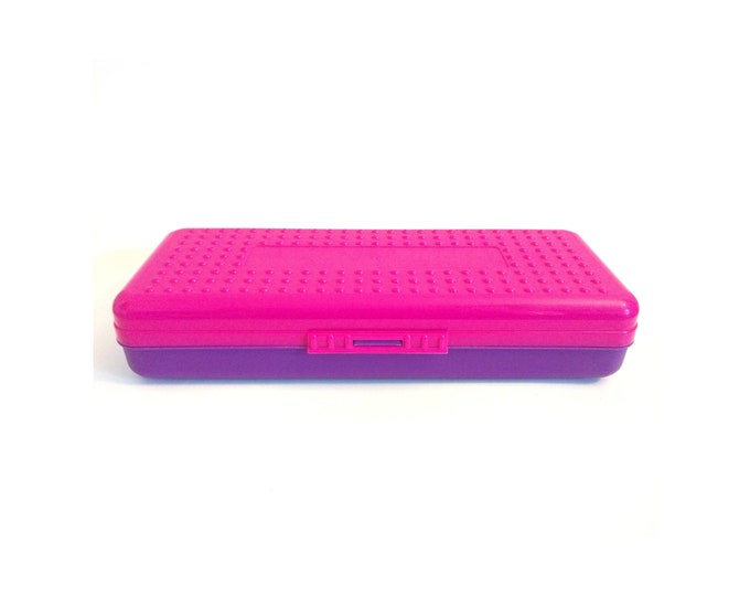 90s Vintage Spacemaker Pencil Box, 13 Inch Long Version, Pink and