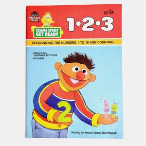 Sesame Street Get Ready 1 2 3 Counting Sticker Activity Coloring Book UNUSED Vintage 1986 80s