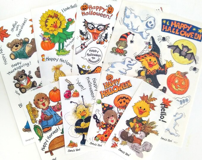 Suzys Zoo Fall Stickers, 4 Full Pages and 4 Mini Stickers, Vintage