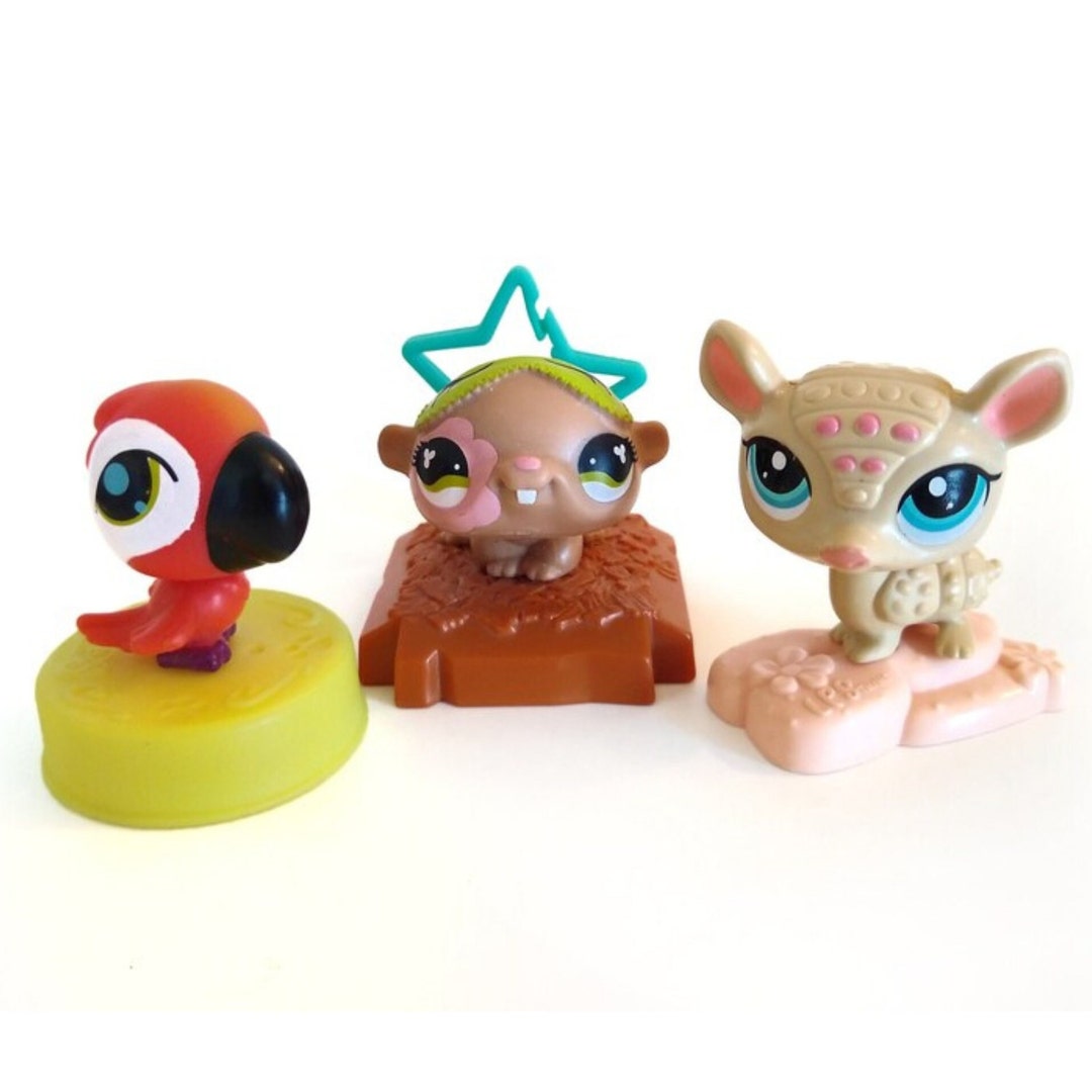 LPS Mcdonalds Happy Meal Toys, Set of 3, Hasbro Littlest Pet Shop Hamster Parrot Armadillo Etsy