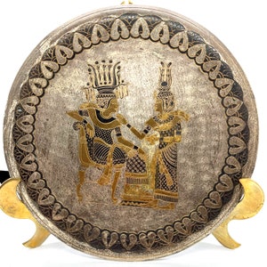 Mixed Metal Middle Eastern or Egyptian Etched  Plate