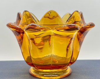 1960s Viking Glass Amber Flowerlite NO FROG MCM Vintage