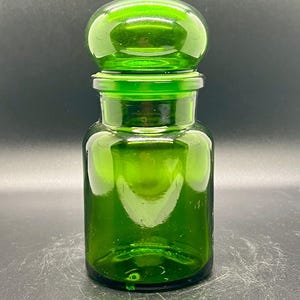 Vintage Belgian Green Apothecary Jar with Rubber Stopper