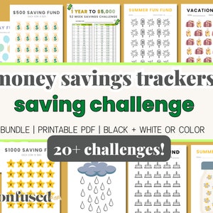 SAVINGS CHALLENGE BUNDLE: Geldspar-Challenge, Spar-Tracker-Printables, Spar-Tracker-Bundle, 52-Wochen-Spar-Challenge