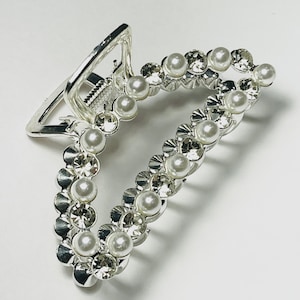 Hair Claw Clip with Rhinestone & Pearls