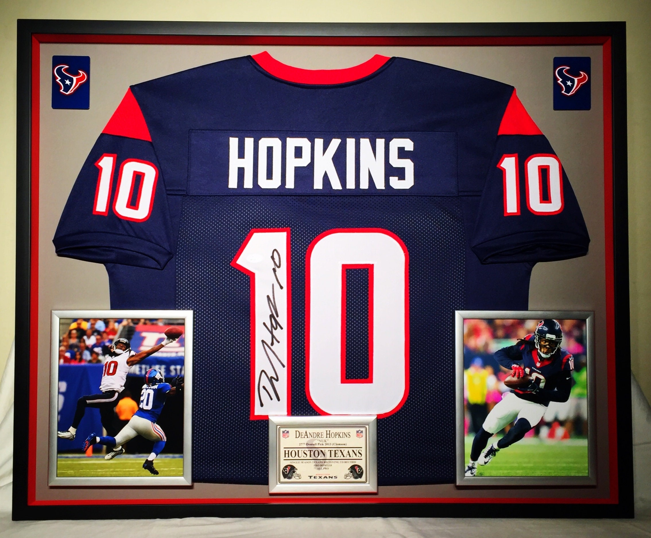 Autographed/Signed DeAndre Hopkins Houston Grey Football Jersey JSA COA 