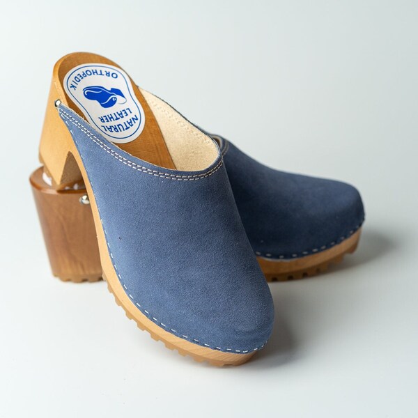 suede clogs with heel