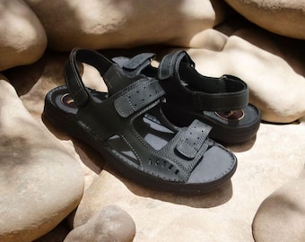 Men's Handmade Leather Sandals – Comfortable Open-Toe Summer Shoes – Durable Outdoor Walking Sandals