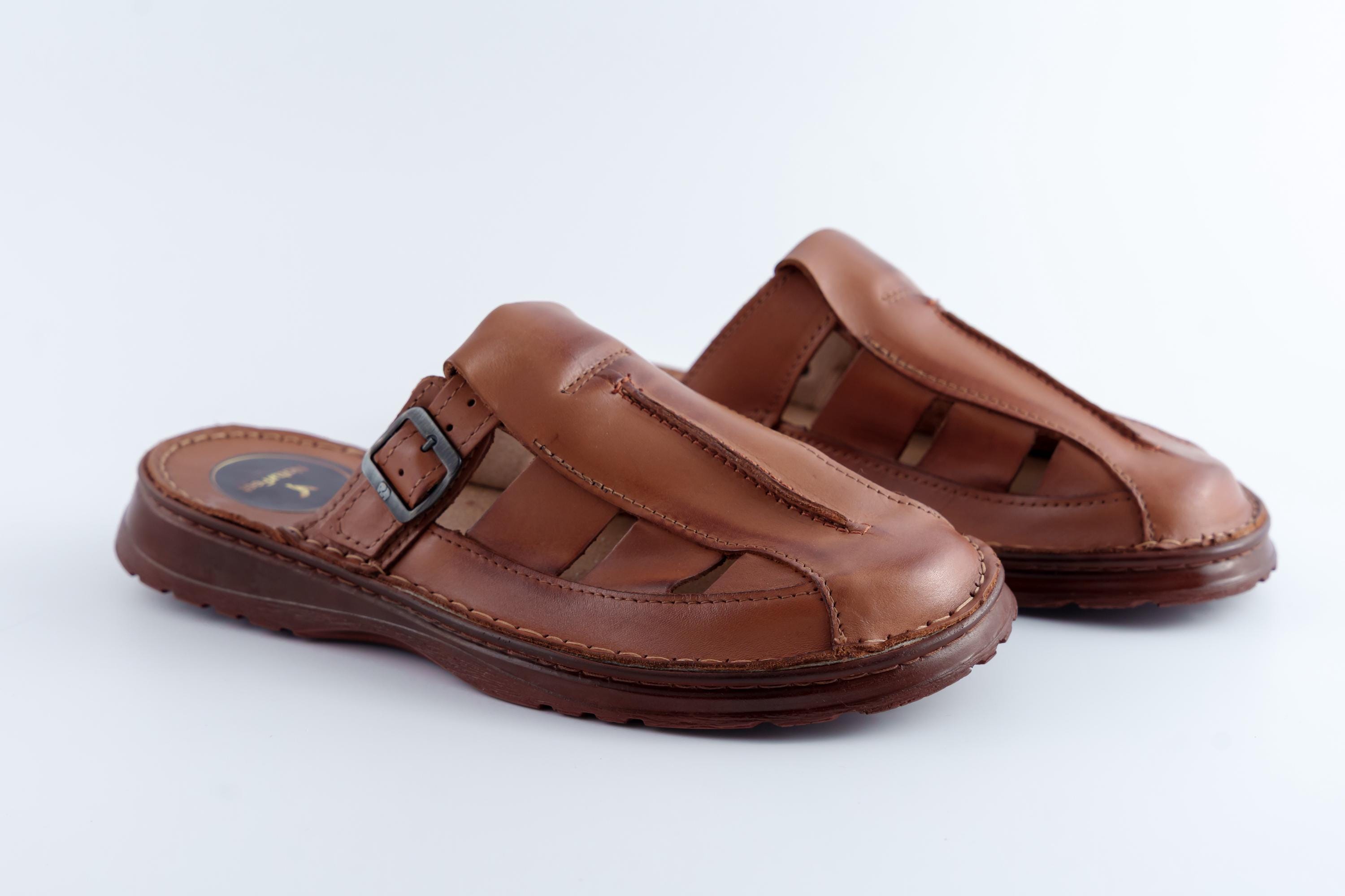 Handmade Brown Leather Sandals – Men