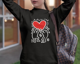 Keith Haring Inspired 'Love' Women's Sweatshirt – Artistic Graphic Pullover