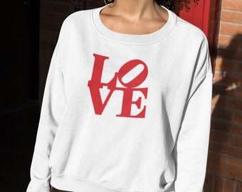 Robert Indiana Love Unisex Sweatshirt, Valentine's Day Shirt for Men & Women, Valentine's Day Holiday Shirt, Valentine's Day Gift Shirt