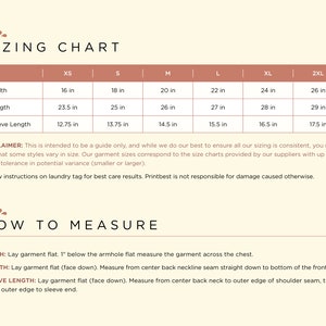 Pode incluir: Tabela de tamanhos para roupas com medidas em polegadas para largura, comprimento e comprimento da manga. Os tamanhos incluem XS, S, M, L, XL e 2XL.  Isen&ccedil;&atilde;o de responsabilidade: Esta &eacute; apenas uma orienta&ccedil;&atilde;o, e embora nos esforcemos para garantir que todos os nossos tamanhos sejam consistentes, voc&ecirc; pode descobrir que alguns estilos variam em tamanho. Nossos tamanhos de roupas correspondem &agrave;s tabelas de tamanhos fornecidas por nossos fornecedores com uma toler&acirc;ncia de at&eacute; 1 polegada na varia&ccedil;&atilde;o potencial (menor ou maior). Siga as instru&ccedil;&otilde;es na etiqueta de lavagem para obter os melhores resultados de cuidados. Printbest n&atilde;o &eacute; respons&aacute;vel por danos causados de outra forma. Como medir: Largura: Coloque a roupa plana. 1 polegada abaixo da cava, me&ccedil;a a roupa plana atrav&eacute;s do peito. Comprimento: Coloque a roupa plana (com a frente para baixo). Me&ccedil;a desde a costura da gola nas costas at&eacute; a parte inferior da frente. Comprimento da manga: Coloque a roupa plana (com a frente para baixo). Me&ccedil;a desde a nuca at&eacute; a borda externa da costura do ombro e, em seguida, ao longo da borda externa at&eacute; a ponta da manga.