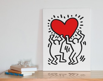 Keith Haring 'Love' Canvas Mounted Art Print – 12x16 Inch Stretched Canvas