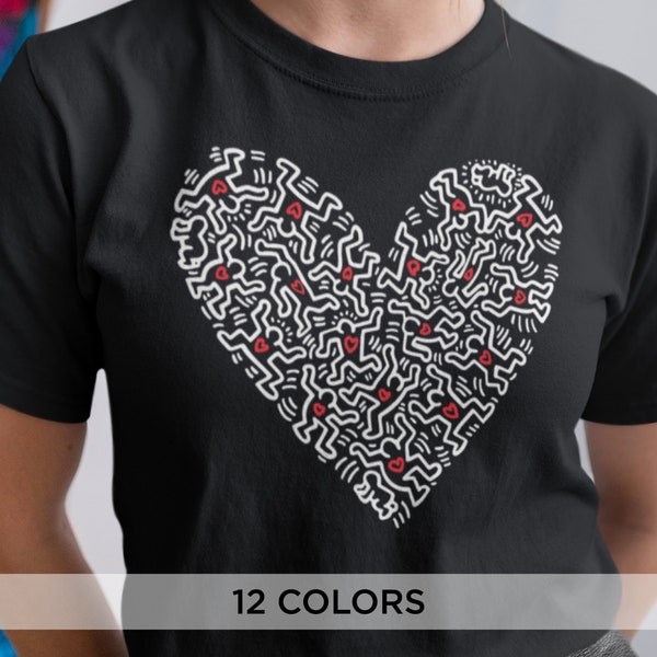 Keith Haring Inspired 'Love' Graphic Tee for Women – Artistic Fashion Top