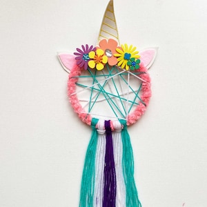 Unicorn Dreamcatcher Kit for Kids, Birthday Party Themed Craft Kits, DIY Craft Kit, Craft Kit for Kids, Unicorn Fans DIY Kit, Dreamcatcher