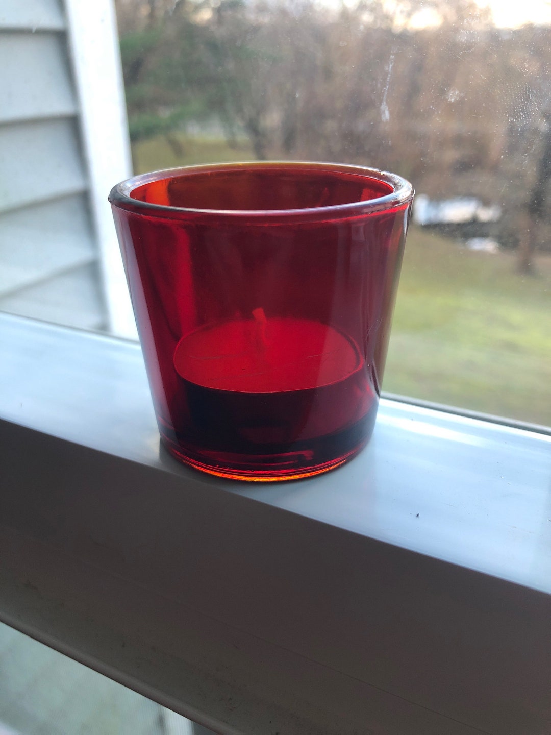 Vintage Royal Red Ruby Glass Tealight Candle Holder Etsy