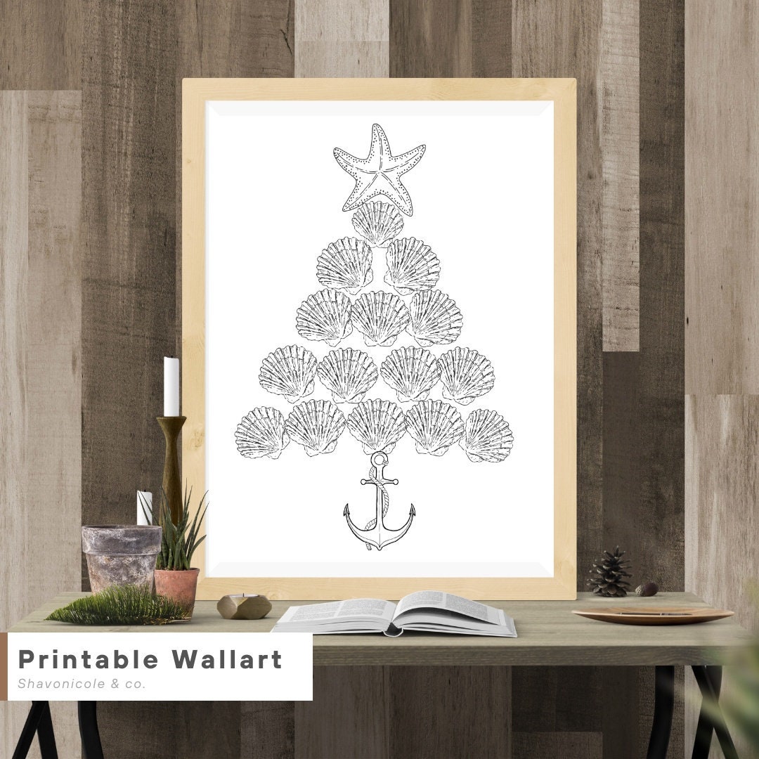 NAUTICAL CHRISTMAS Wall Art Printable Set. Digital Download. Nautical Png Svg Jpg. Holidays at ...