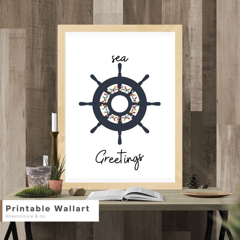 NAUTICAL CHRISTMAS Wall Art Printable Set. Digital Download. Nautical Png Svg Jpg. Holidays at ...
