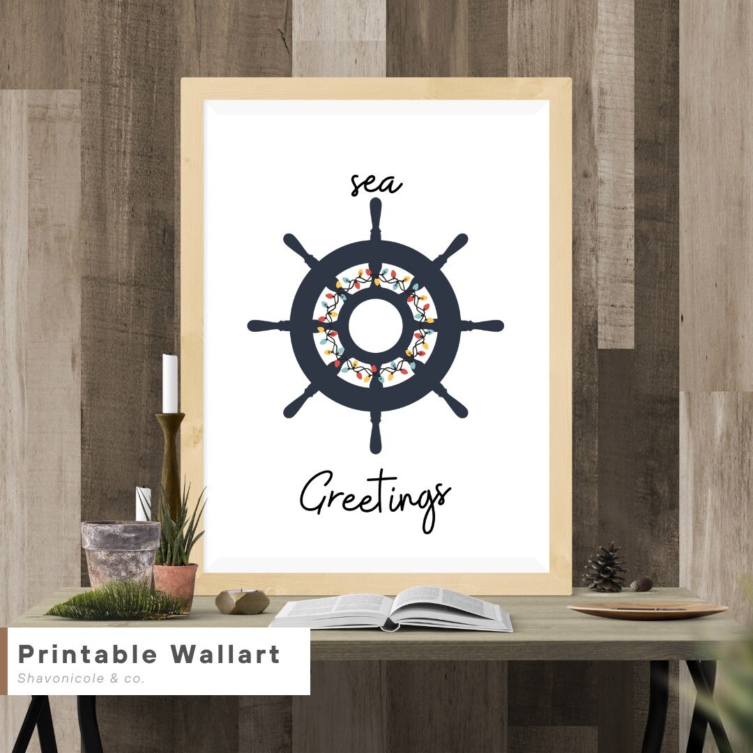 NAUTICAL CHRISTMAS Wall Art Printable Set. Digital Download. Nautical Png Svg Jpg. Holidays at ...