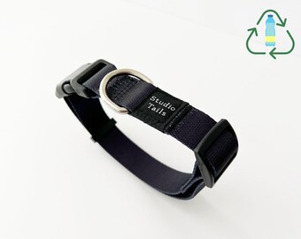 Sleek Black: Eco-Friendly Dog Collar from Recycled Plastics