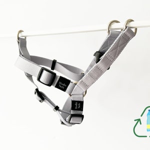 Urban Gray: Eco-Friendly Step-In Dog Harness from Recycled Plastics