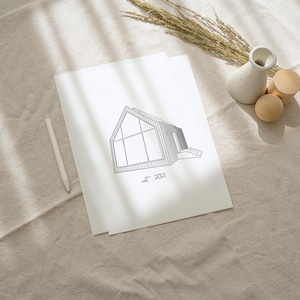 Handgetekende op maat gemaakte huisschets Aangepaste illustratie Nieuw huis Cadeau Gepersonaliseerde kunst Housewarming-tekening Kerstcadeau-ideeën Cadeaus