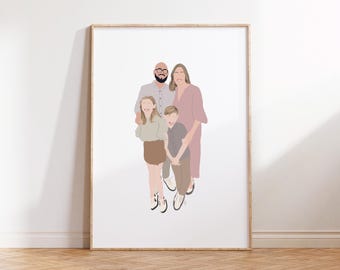 Custom minimalist Faceless Portrait, faceless portrait, Faceless Digital Portrait, Personalized Gift, Family Custom photo, gift for her