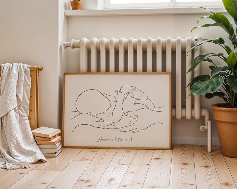 Custom Birth Poster | Custom One Line Art | Nursery Room Print | Baby One Line Art | One Line Drawing | Newborn Poster | DIGITAL DOWNLOAD image 3