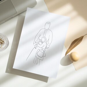 Regalo de dibujo lineal personalizado para novio, regalo lésbico, regalo único para esposo, regalo de compromiso para pareja, arte de pared imprimible para el primer aniversario.