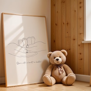 Póster de nacimiento de gemelos / Arte de una línea personalizado / Impresión para habitación infantil / Arte de una línea para bebé / Dibujo de una línea / Póster de gemelos recién nacidos