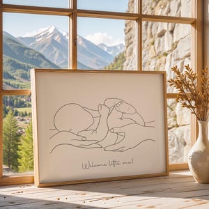 Custom Birth Poster | Custom One Line Art | Nursery Room Print | Baby One Line Art | One Line Drawing | Newborn Poster | DIGITAL DOWNLOAD image 2