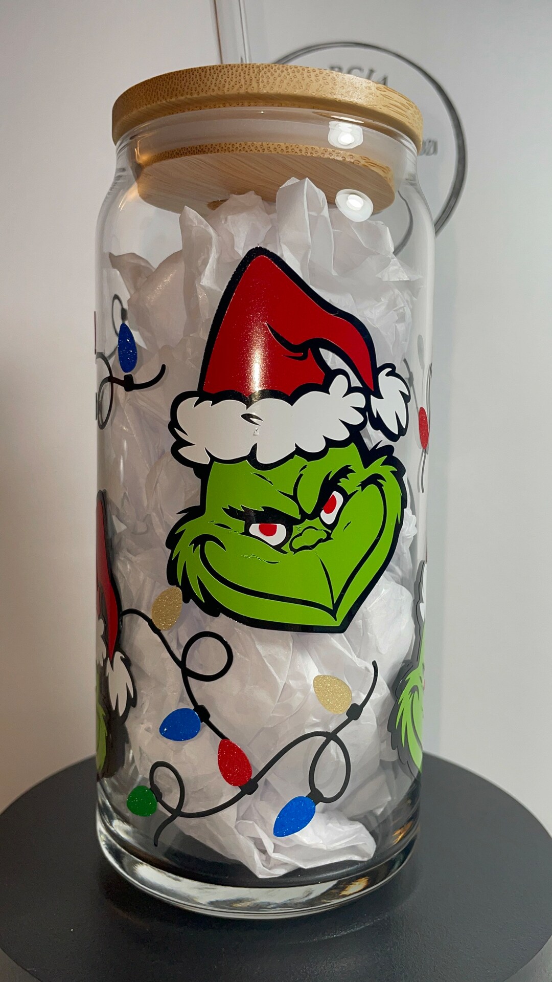Grinch Glass Tumbler Beer Can Glass Christmas Cup 20oz Glass Holiday