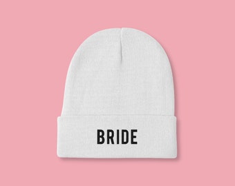 Bruidsbeanie | Winter Bachelorette Hoed, Bruid Gift, Geborduurde Bruiloft Hoed