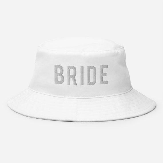 Whiteonwhite Bride Bucket Hat Embroidered Bachelorette Etsy