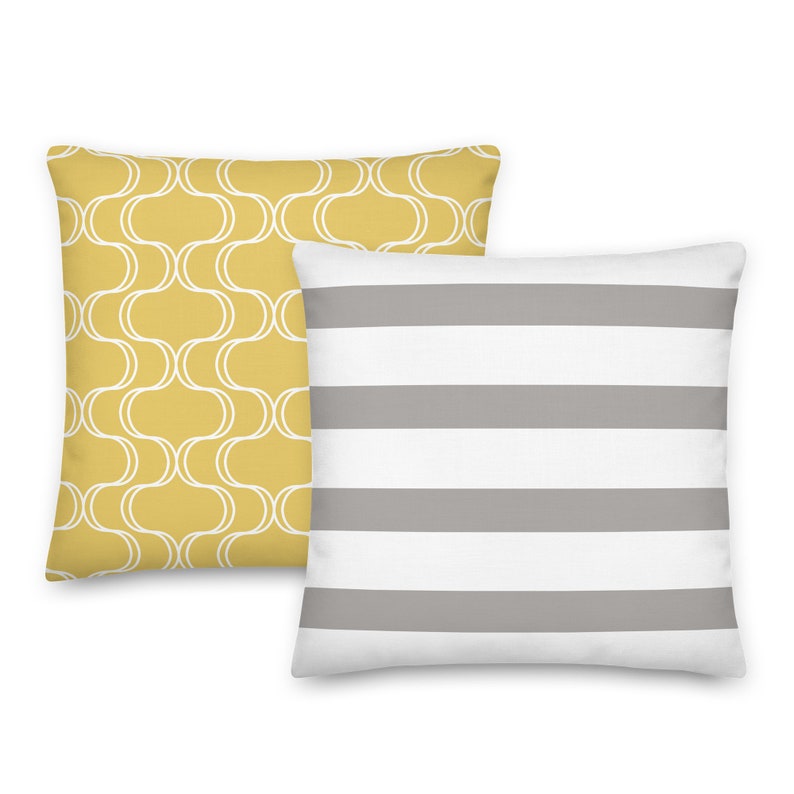 Grey and Yellow Throw Pillow, Accent Pillow for Living Room and Bed